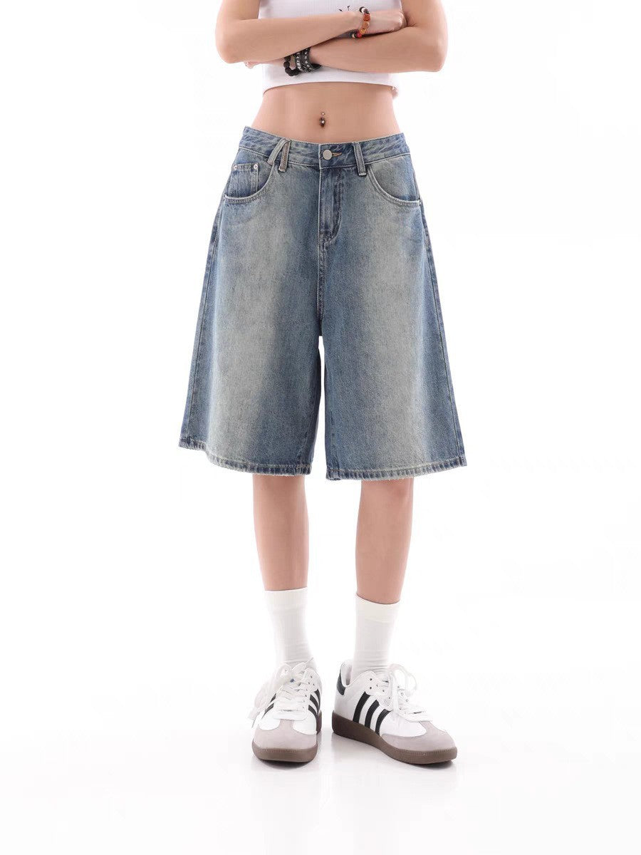 Women's High Street Gradient Retro Denim Shorts