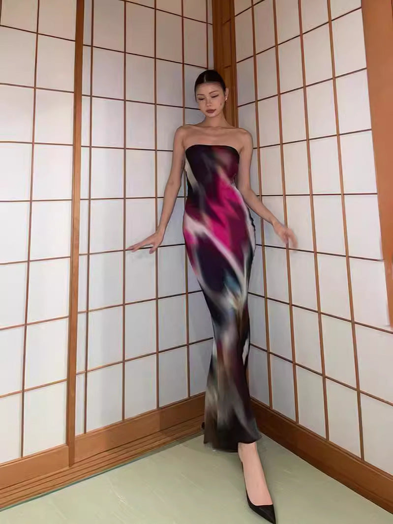 Women's Fashion Printed High Waist Dress