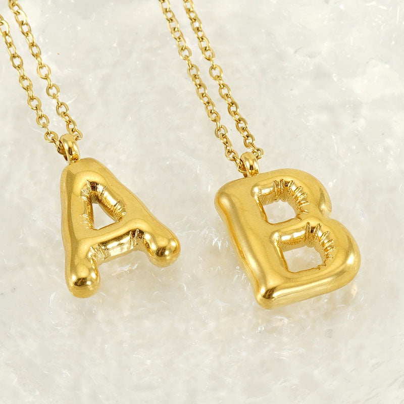 Custom Personalized Initial 3D Balloon Alphabet Letter Pendant Necklace