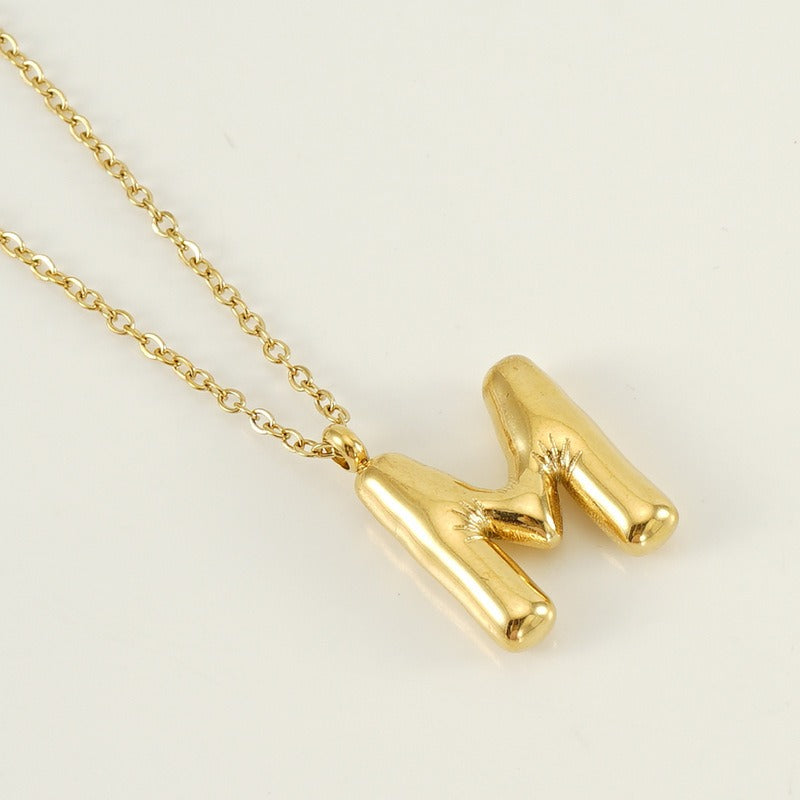 Custom Personalized Initial 3D Balloon Alphabet Letter Pendant Necklace