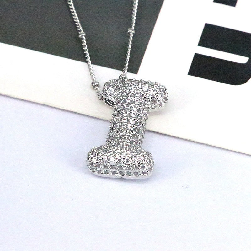 New 26 English Letter Necklace Female Copper Inlaid Zircon Niche Temperament Hip Hop Clavicle Chain