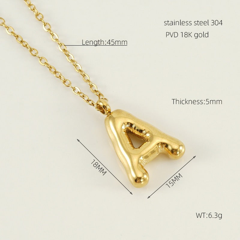 Custom Personalized Initial 3D Balloon Alphabet Letter Pendant Necklace