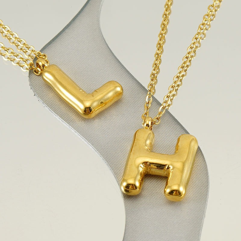 Custom Personalized Initial 3D Balloon Alphabet Letter Pendant Necklace