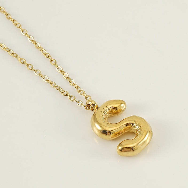 Custom Personalized Initial 3D Balloon Alphabet Letter Pendant Necklace