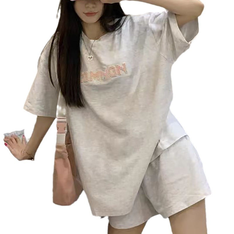 Loose Slimming Short Sleeve T-shirt High Waist Wide Leg Shorts