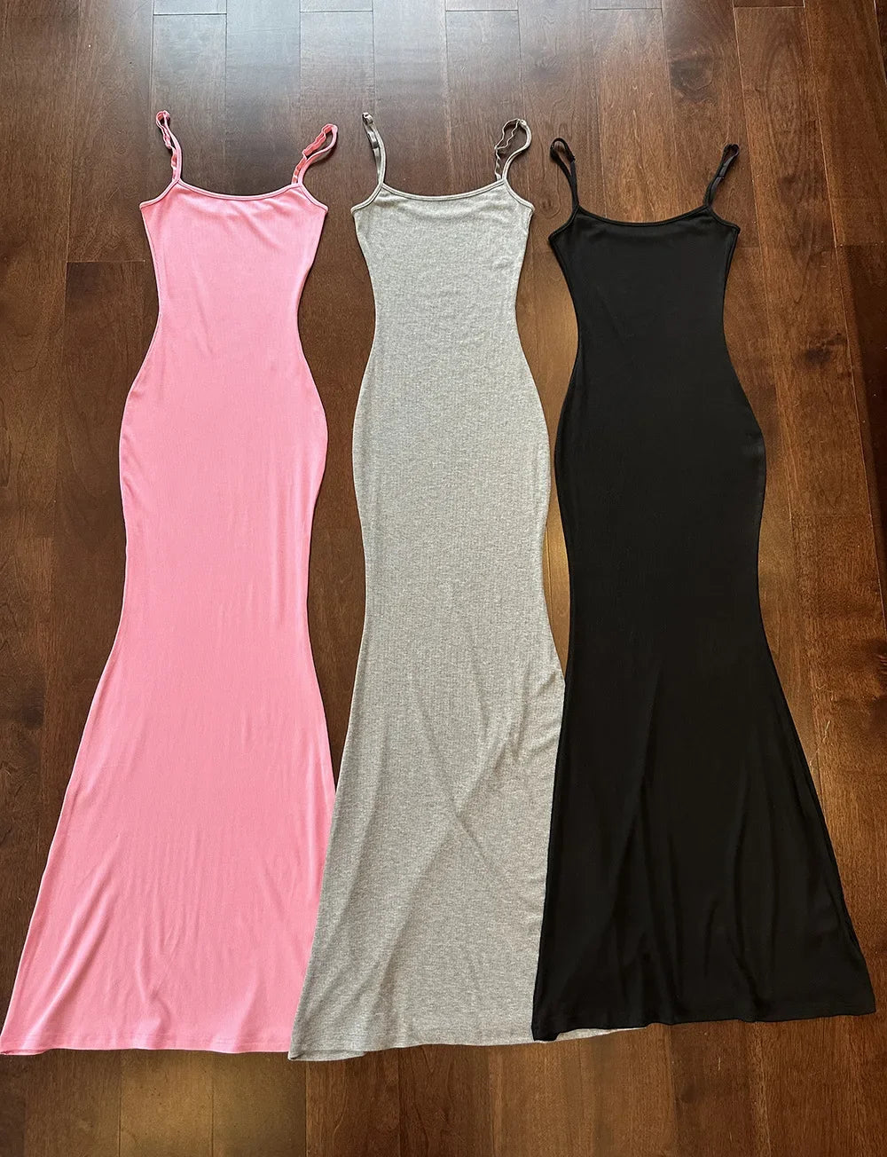 Solid Color Long Slim Sexy Hip Skirt Knitted Dress