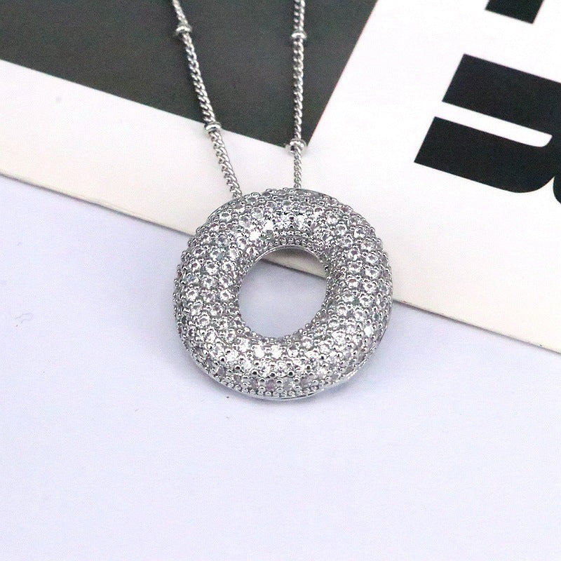 New 26 English Letter Necklace Female Copper Inlaid Zircon Niche Temperament Hip Hop Clavicle Chain