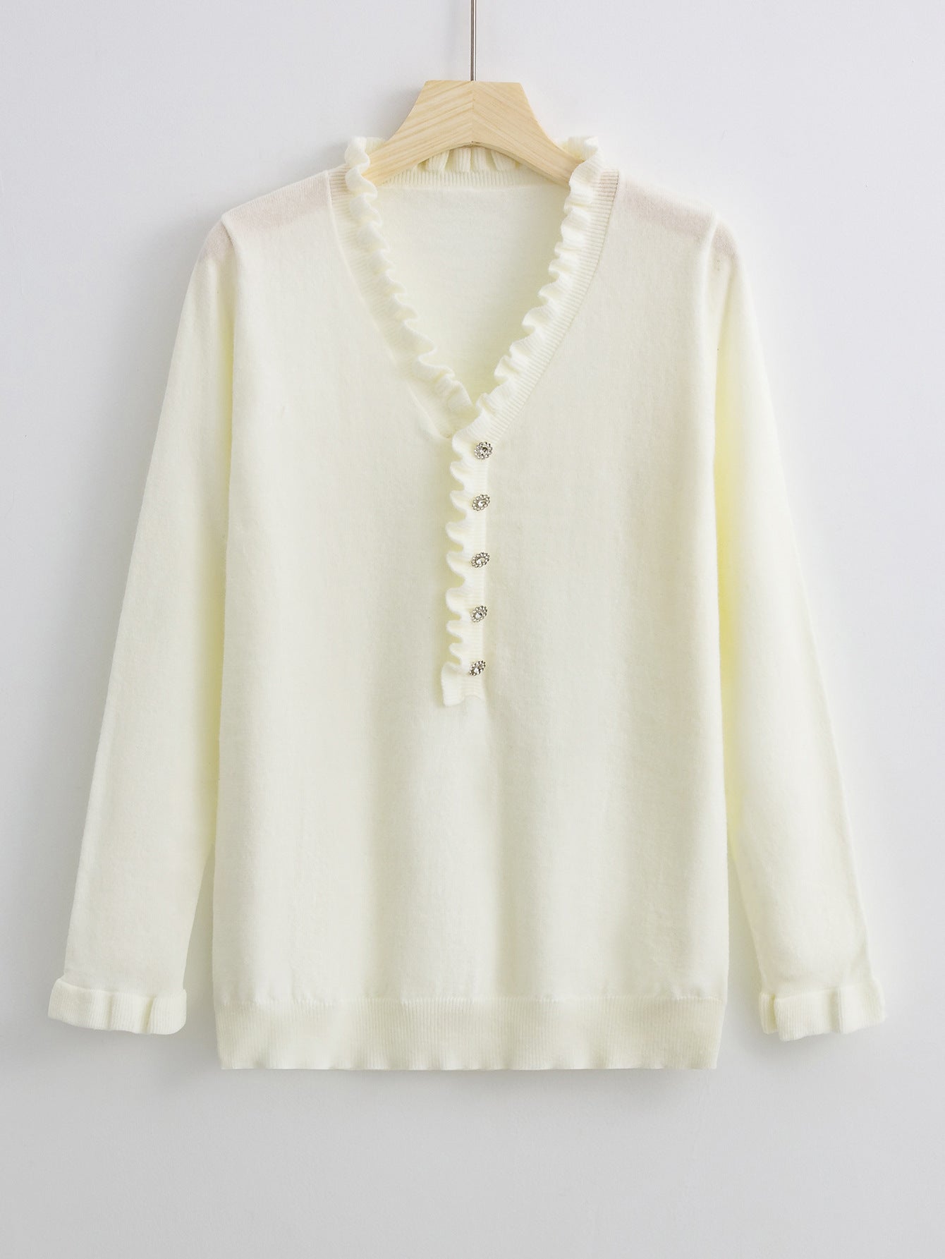 European And American Long Sleeve Ruffled Women's Knitwear