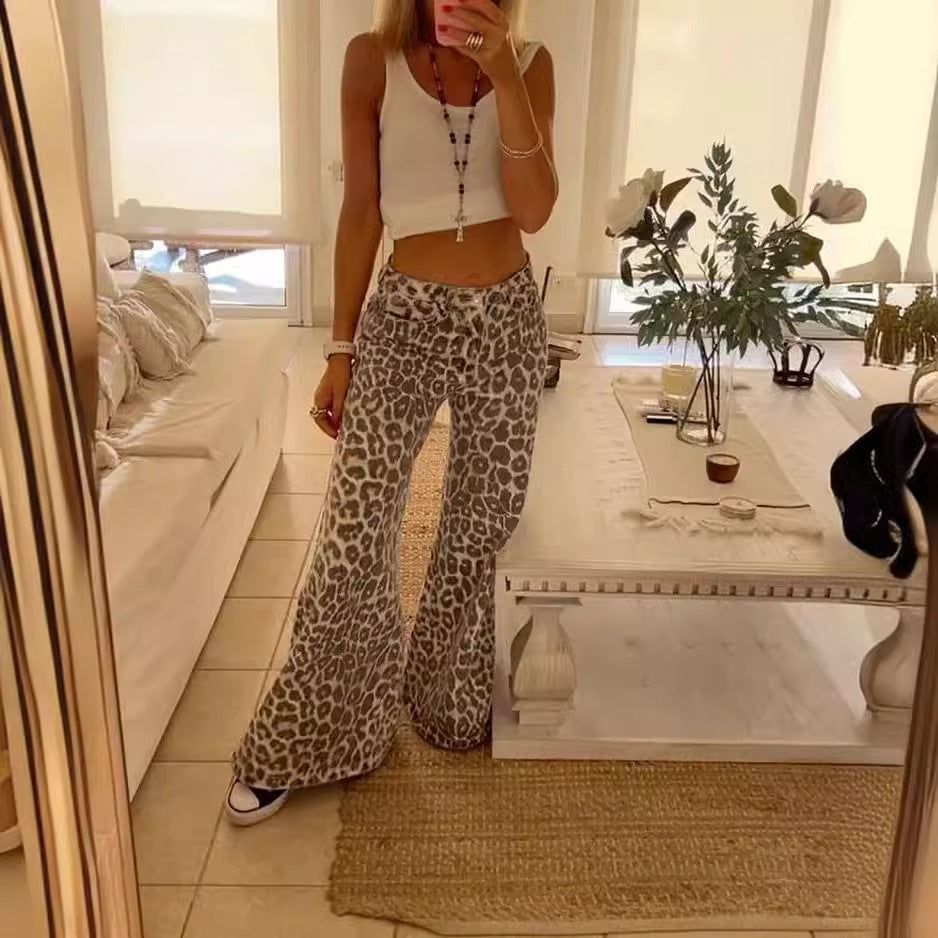 Cross-border Foreign Trade Vest Leopard Print Trousers Two-piece Set