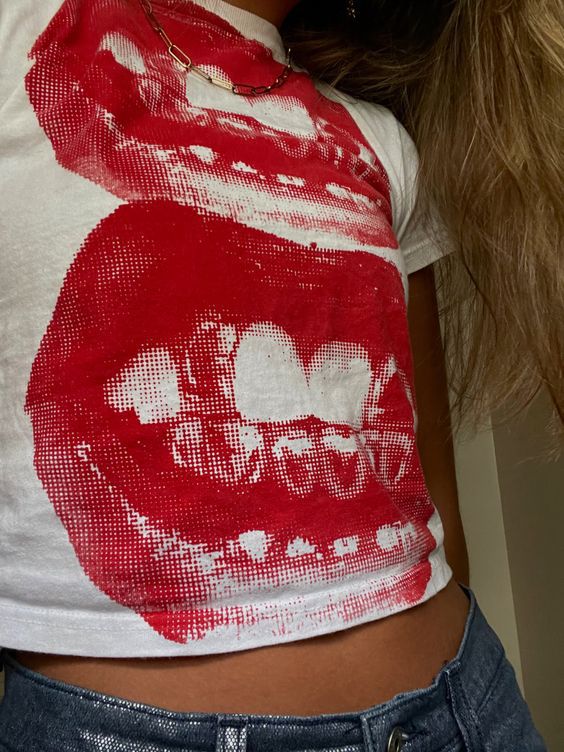 Lip Printings Short Top For Women