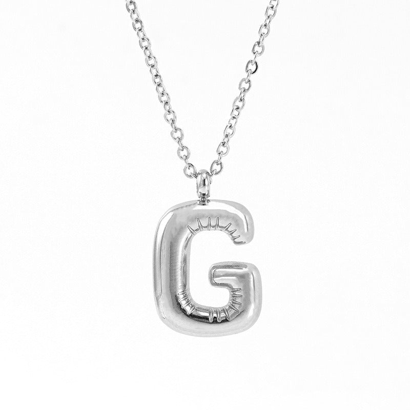 Custom Personalized Initial 3D Balloon Alphabet Letter Pendant Necklace