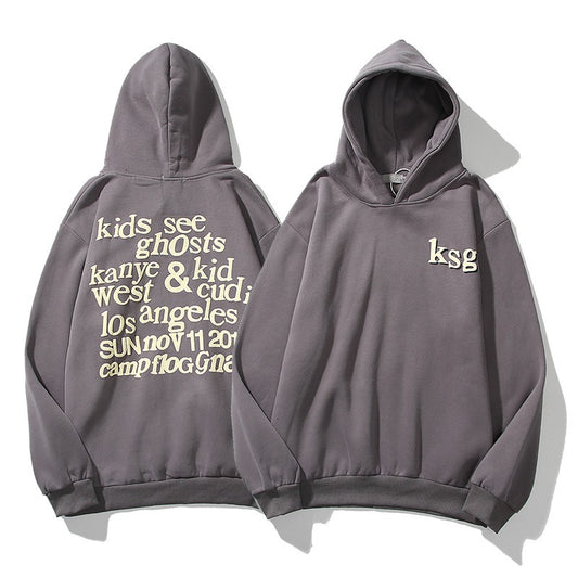 Kanye Kanye Graffiti Foam Letter Printed Hooded Sweater Jacket