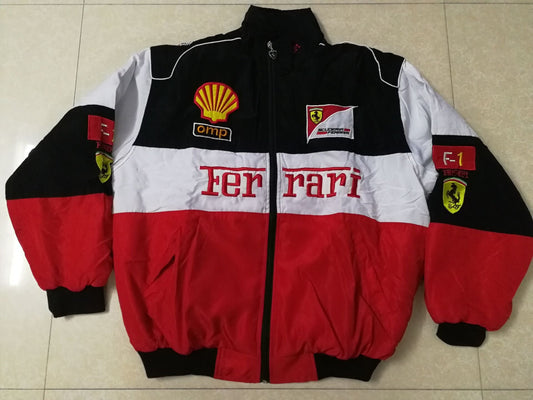 F1 racing suit college style retro style autumn and winter coat cotton suit full embroidery