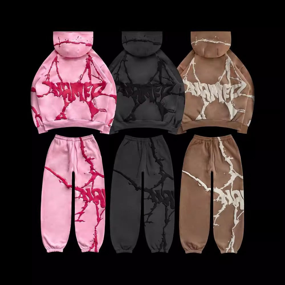 Plush foam printed three colour tracksuit