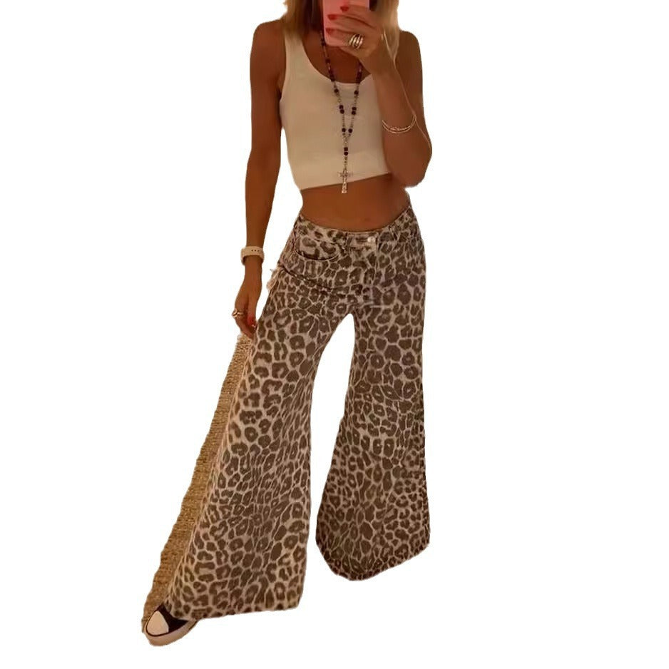 Cross-border Foreign Trade Vest Leopard Print Trousers Two-piece Set