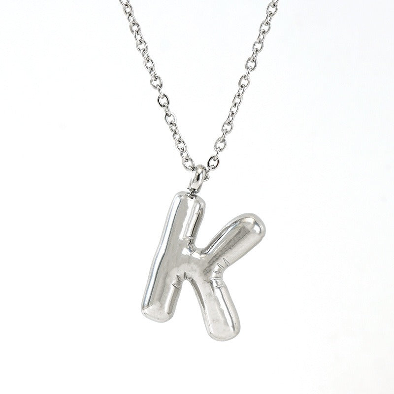 Custom Personalized Initial 3D Balloon Alphabet Letter Pendant Necklace