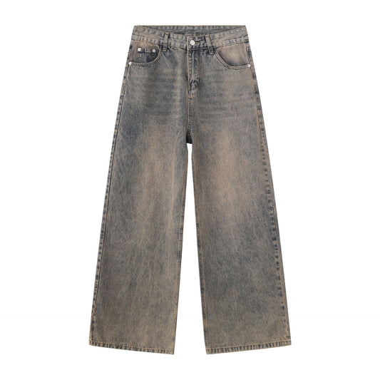 Nirben denim | American retro denim men's loose fitting trendy overaize pants with drape feel and wide floor mop pants