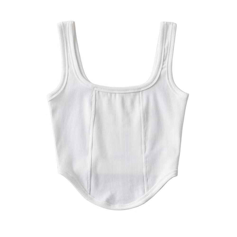 Fishbone waist sexy low-cut square neck bottoming vest for women slim short navel-exposing camisole