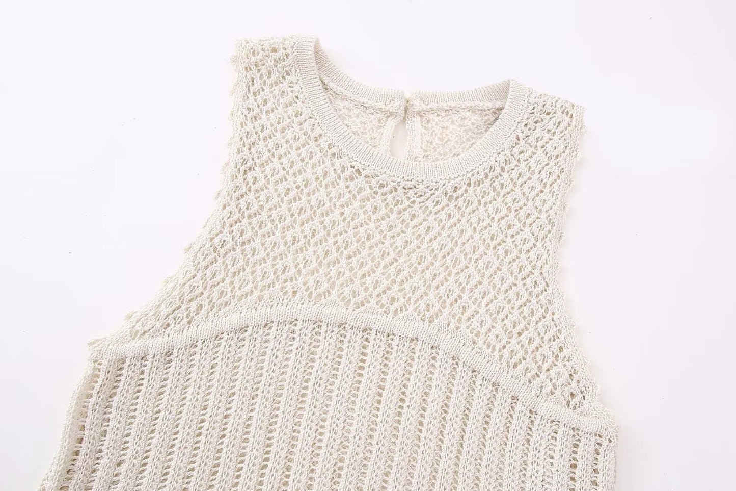 Style Round Neck Sleeveless Knitted Tank Top