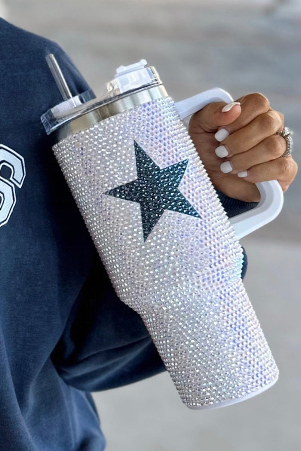 White Star Shape Full Rhinestone Stainless Stanley Cup 40oz