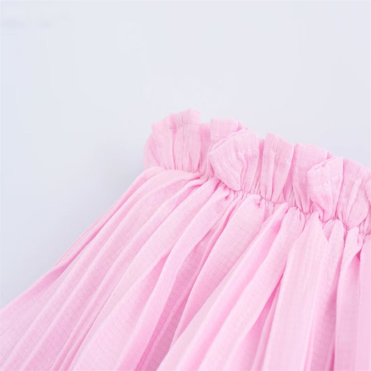 Sweet and fresh elastic waist layered decoration pink half skirt for women