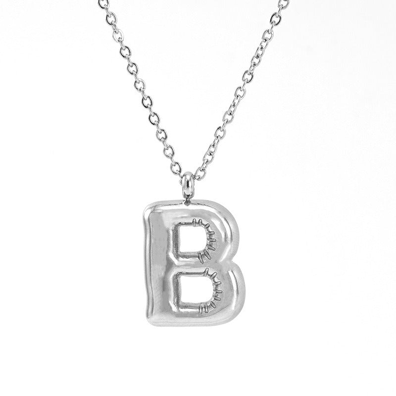 Custom Personalized Initial 3D Balloon Alphabet Letter Pendant Necklace