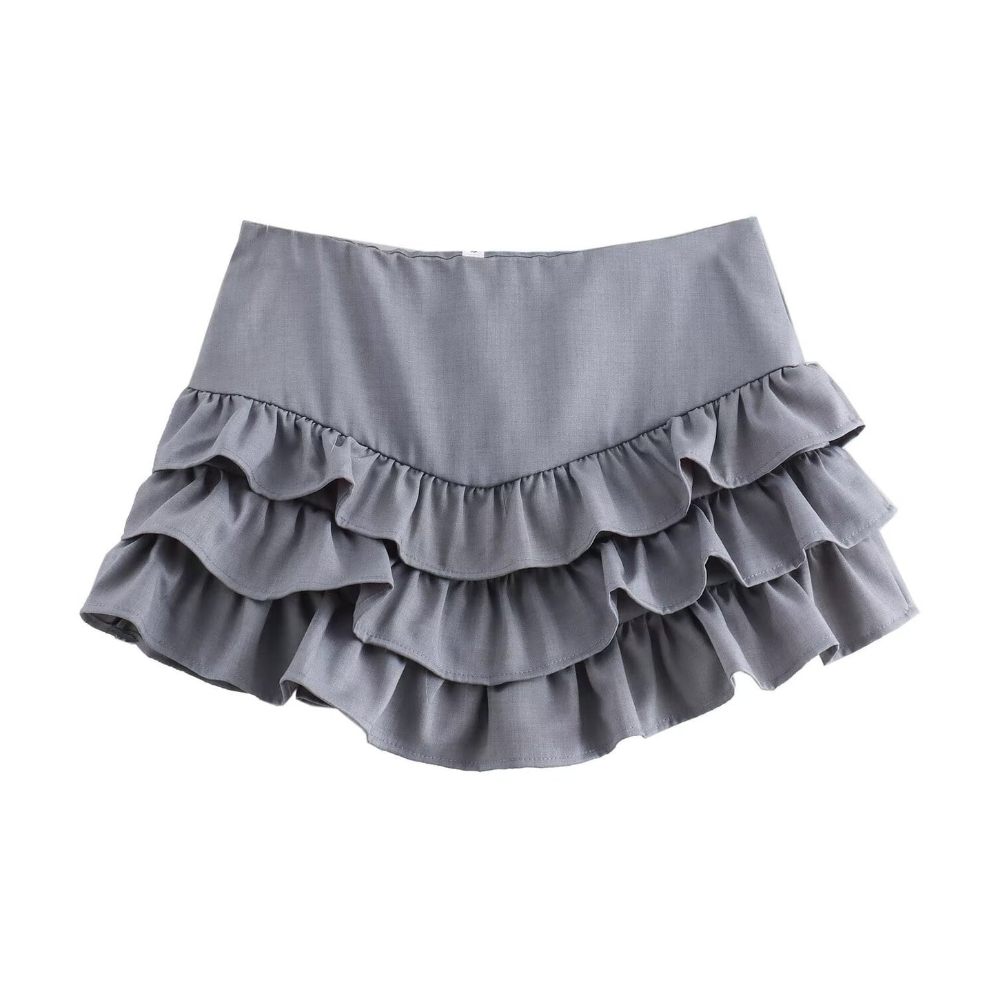 Sweet and fresh layered decoration with gray ruffle edge cake skirt for women