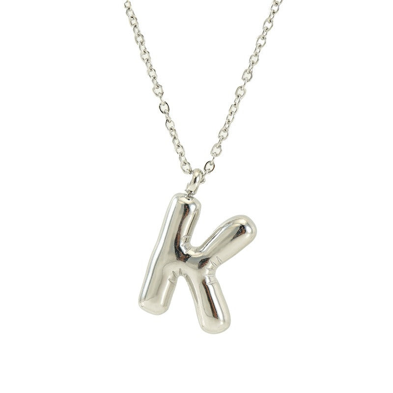 Custom Personalized Initial 3D Balloon Alphabet Letter Pendant Necklace