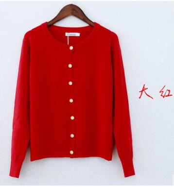 Women Girl Fall Winter Cardigans Full Sleeve Knitted sweaters Round Neck Basic Knitwear Tops