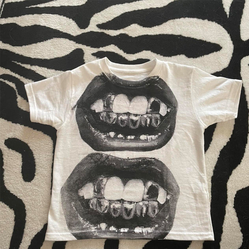 Lip Printings Short Top For Women