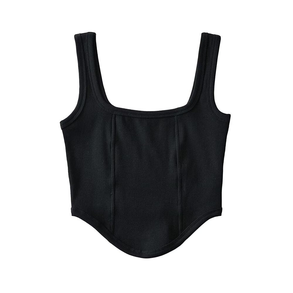 Fishbone waist sexy low-cut square neck bottoming vest for women slim short navel-exposing camisole