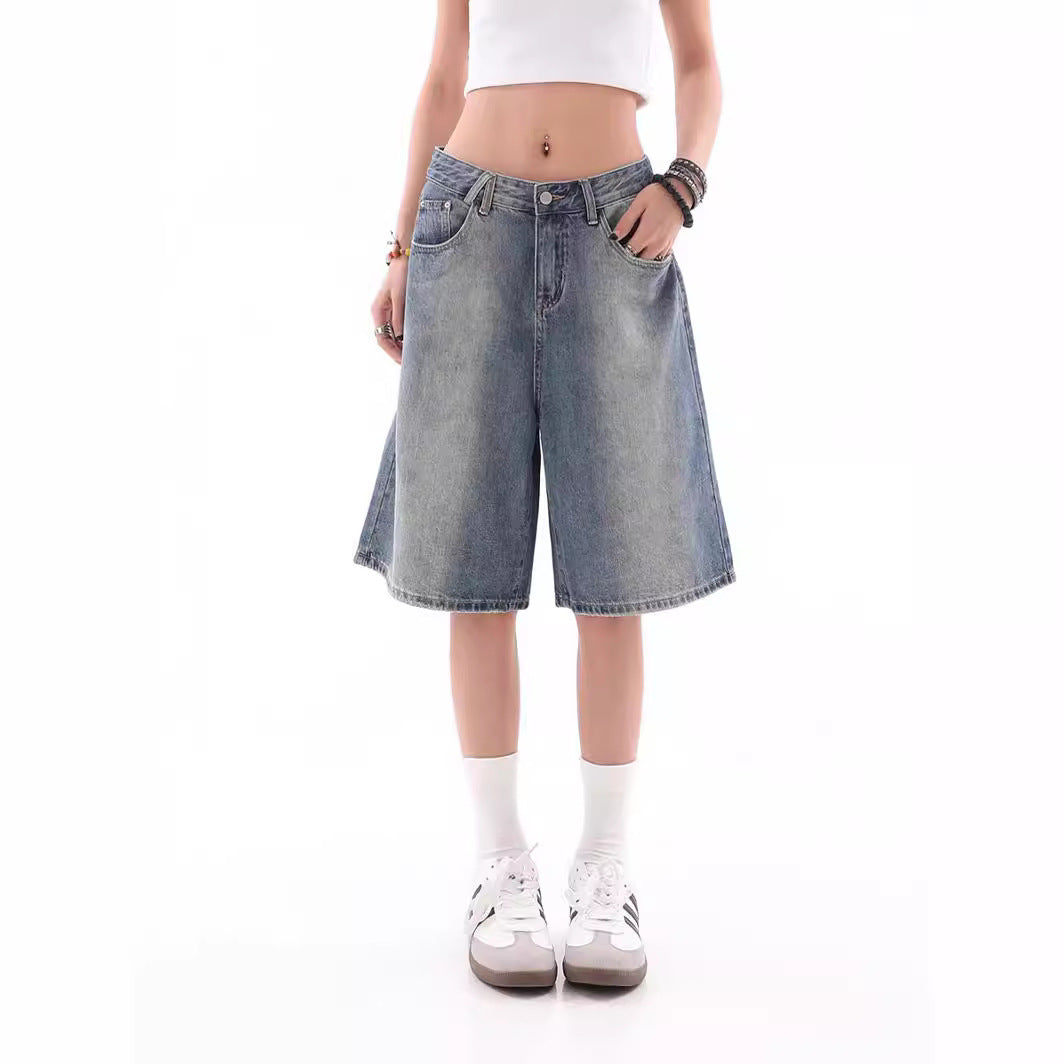 Women's High Street Gradient Retro Denim Shorts