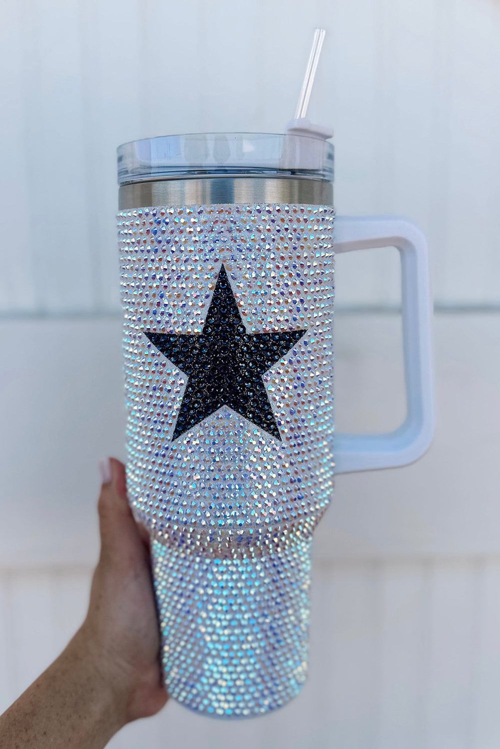 White Star Shape Full Rhinestone Stainless Stanley Cup 40oz