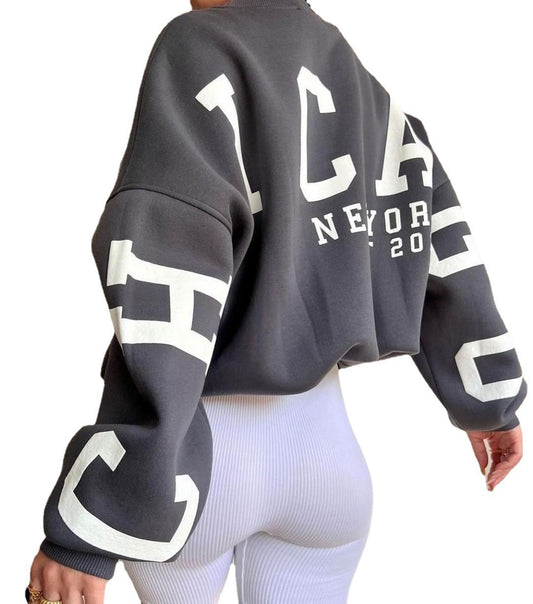 Casual Letters Print Sweatshirt