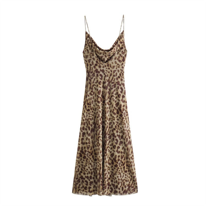 Animal print suspender dress for women