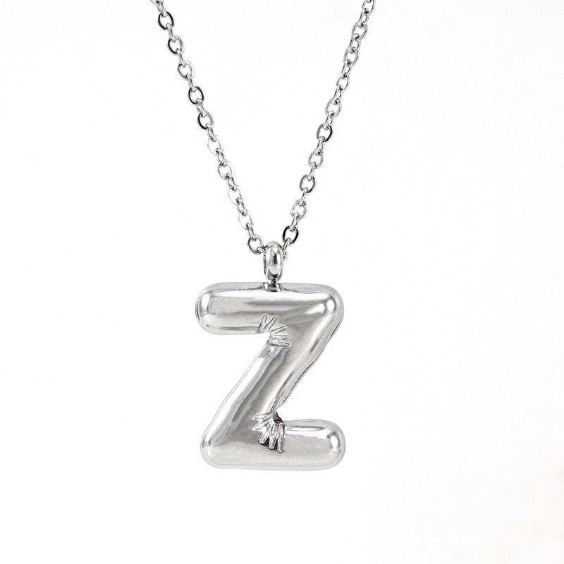 Custom Personalized Initial 3D Balloon Alphabet Letter Pendant Necklace