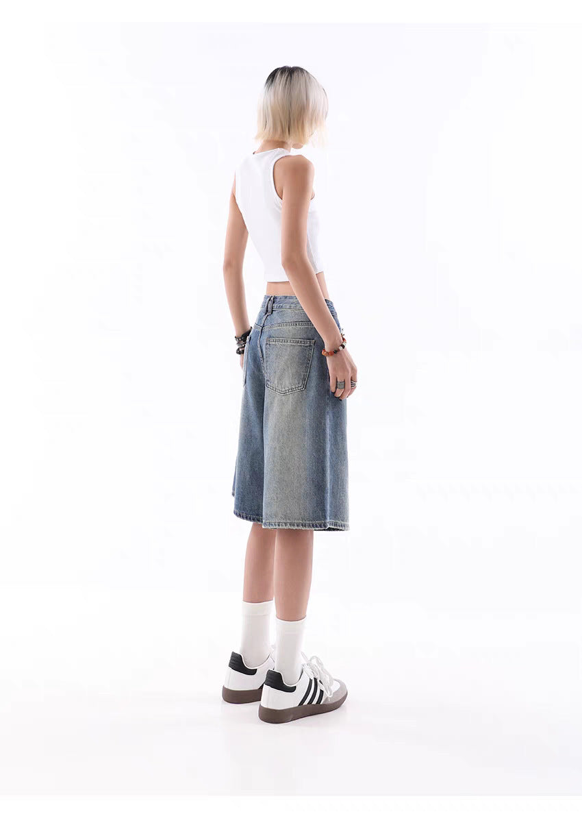 Women's High Street Gradient Retro Denim Shorts