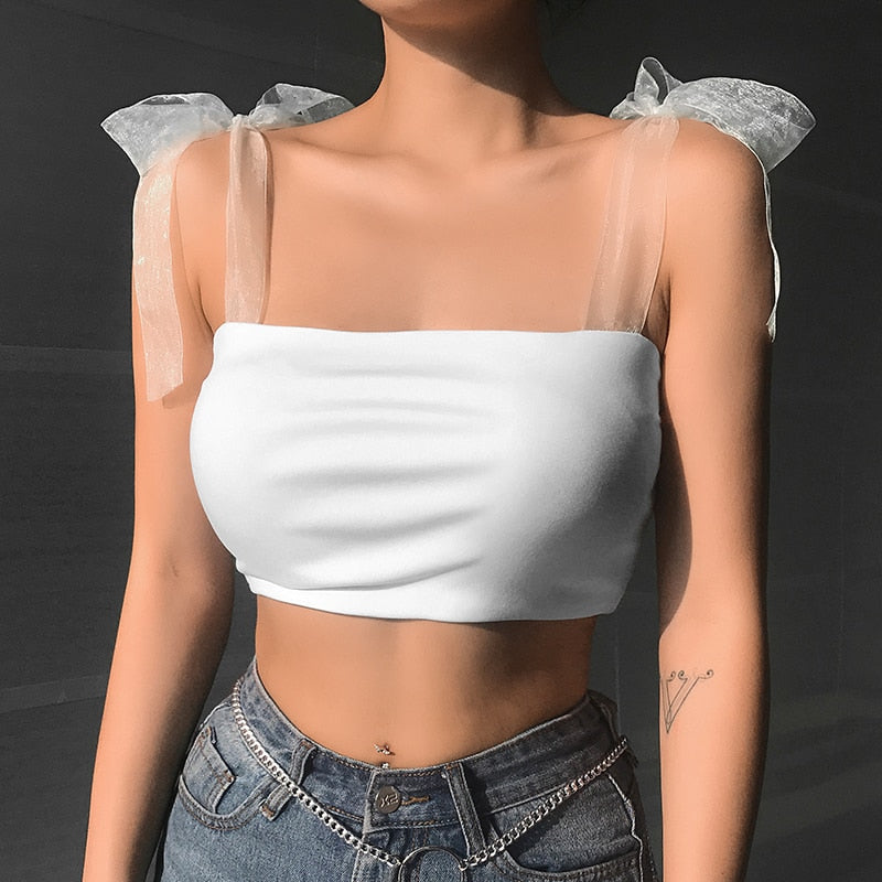 Bandage Straps Solid White Top