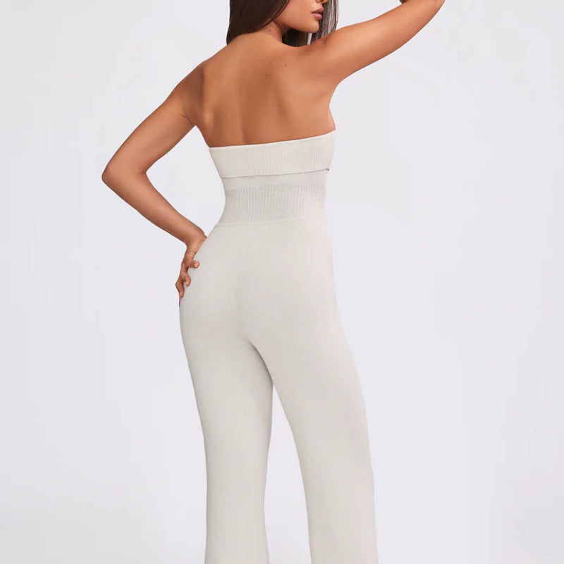 Backless Knitted Tube Top Jumpsuit Women's Fashion