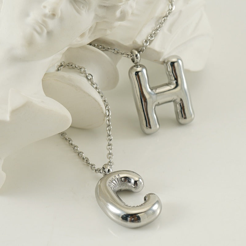 Custom Personalized Initial 3D Balloon Alphabet Letter Pendant Necklace