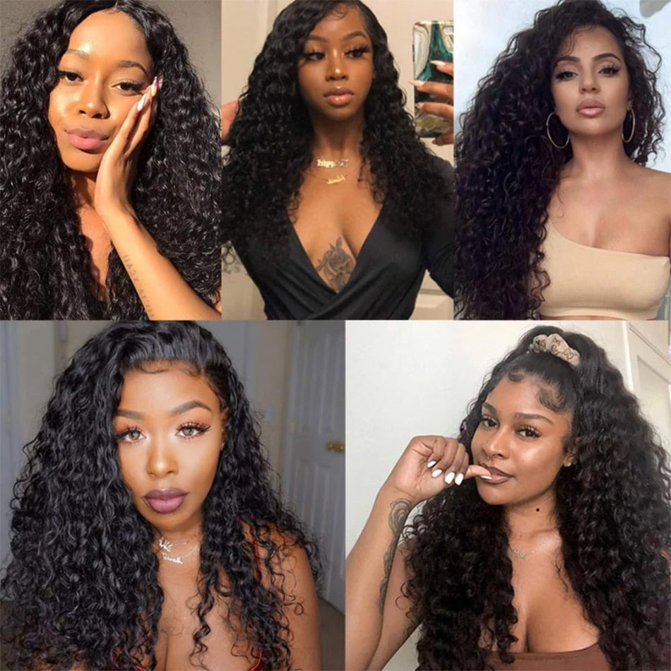 Water Wave Bundles 12A Brazilian Human Hair Weave 1/3/4PCS Deep Kinky Curly Hair 100g/pc Cheap Virgin Hair Extensions Natural