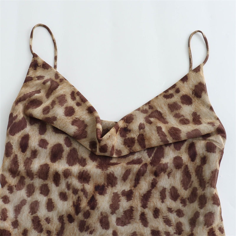 Animal print suspender dress for women