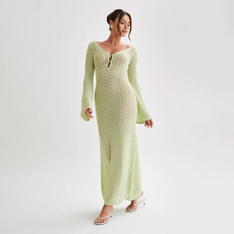 V-neck beach skirt, versatile beach cover up, elegant and sophisticated beach sun protection suit