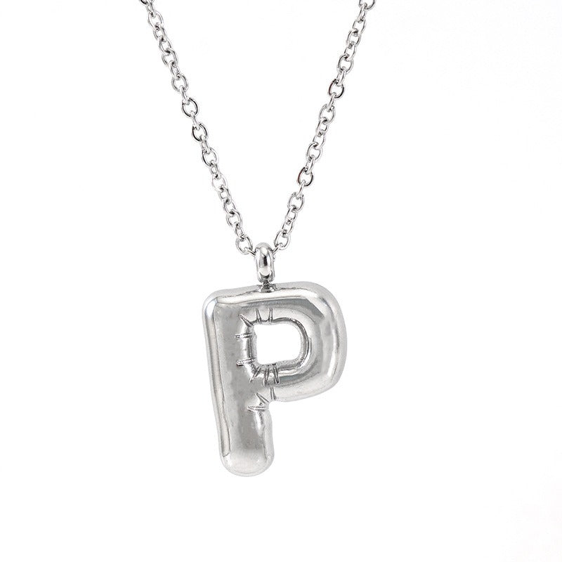 Custom Personalized Initial 3D Balloon Alphabet Letter Pendant Necklace