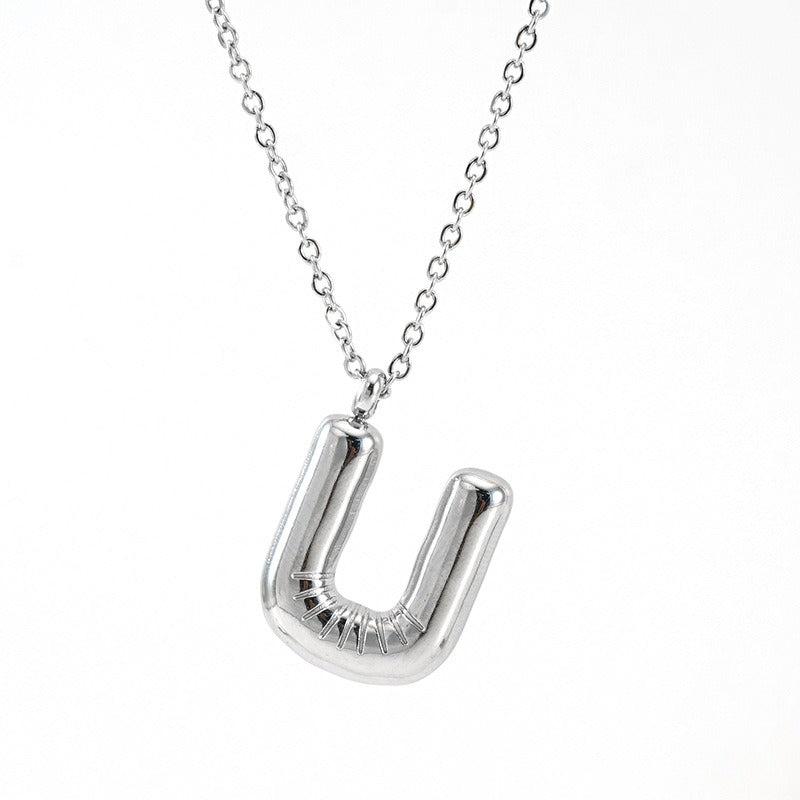 Custom Personalized Initial 3D Balloon Alphabet Letter Pendant Necklace