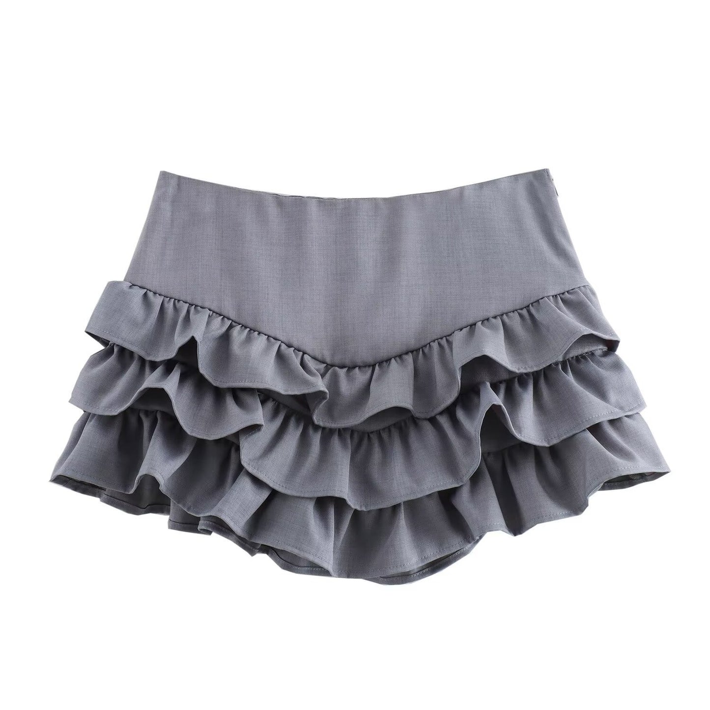 Sweet and fresh layered decoration with gray ruffle edge cake skirt for women