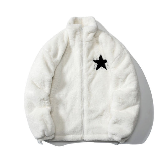 five star pointed  rabbit fur cotton coat