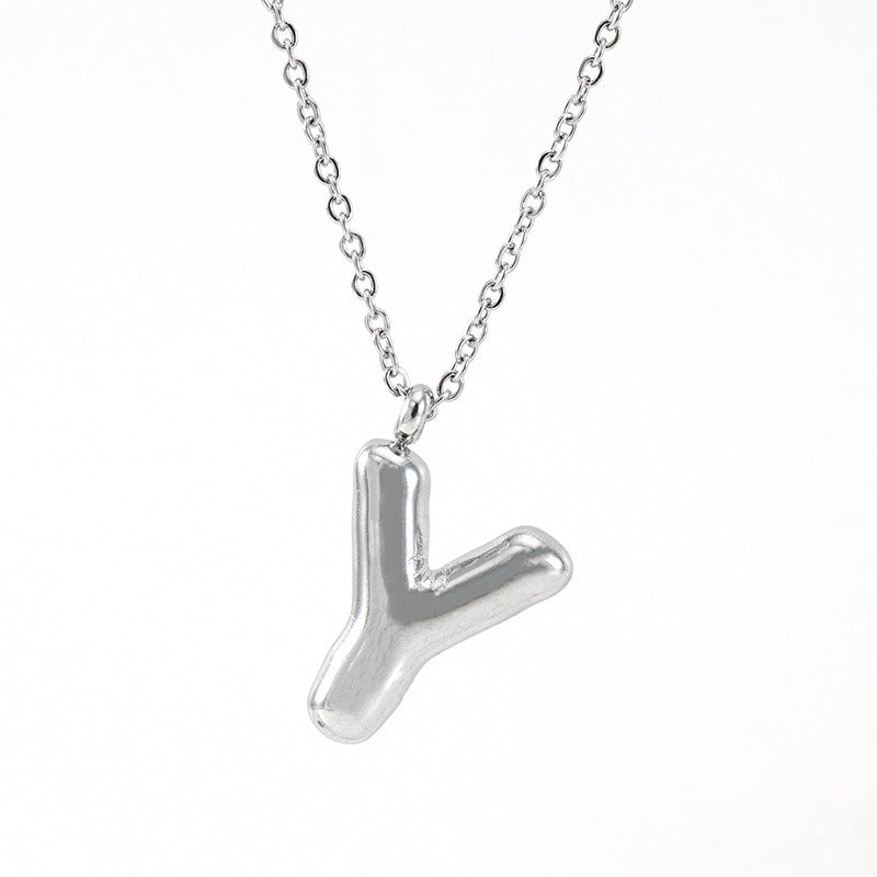 Custom Personalized Initial 3D Balloon Alphabet Letter Pendant Necklace