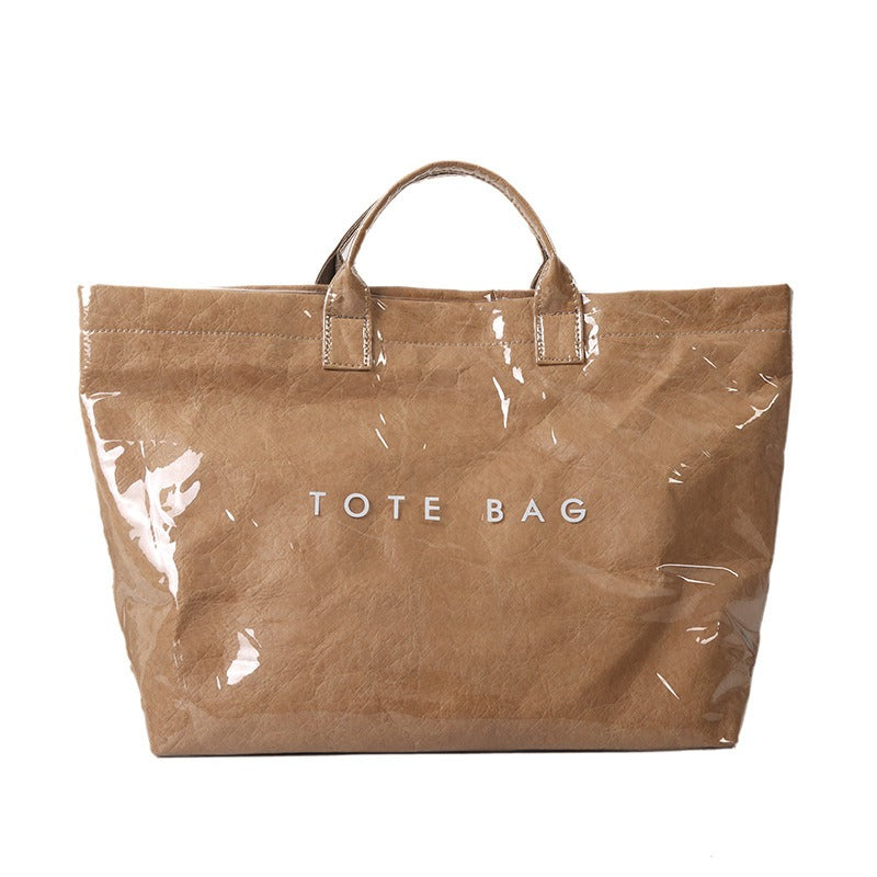 Fashionable Retro Dupont Paper Bag Large Capacity Kraft Paper Handbag Shopping Bag