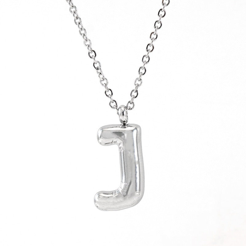 Custom Personalized Initial 3D Balloon Alphabet Letter Pendant Necklace